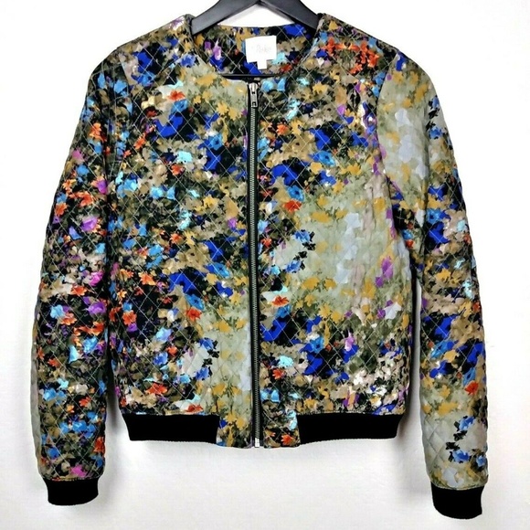 Parker Jackets & Blazers - Parker Maverick Silk Quilted Floral Bomber Jacket